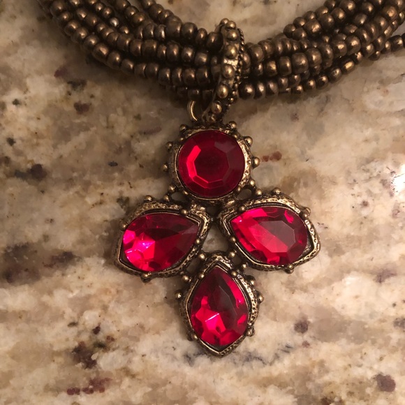 Oscar De La Renta unsigned red drop necklace - Picture 3 of 6